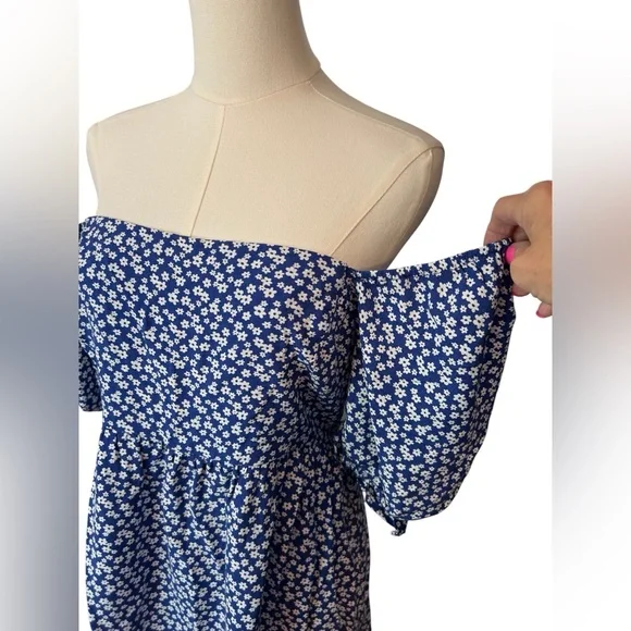 ๐ธ EUC LUSH Navy Floral Ruffle Sleeve Dress w/ Pockets | Womenโs XL - Picture 8 of 11